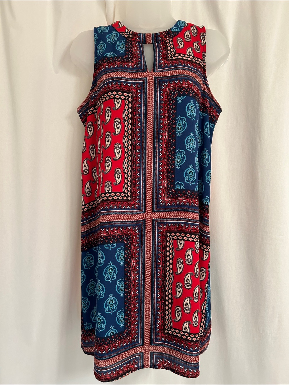 Monteau Multi Color Paisley Block-Print Shift Dress